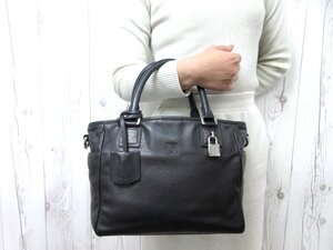 極美品 LOEWE ロエベ アナグラム ハンドバッグ トートバッグ バッグ レザー 黒 79711Y