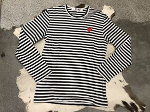 PLAY COMME des GARCONS AZ-T164 HEART LOGO STRIPED ハートロゴストライプ カットソー プレイ コム デ ギャルソン SIZE M