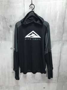 未使用 メンズ XLサイズ Nike Trail Long Sleeve T-Shirt ナイキ トレイル 長袖シャツ フード付き ブラック