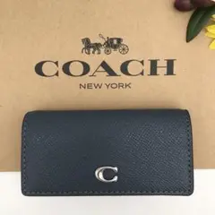 COACH ★大人気★ 6リングキーケース デニム クロスグレインレザー 新品