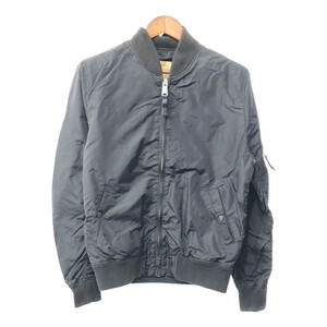 90年代 ALPHA INDUSTRIES アルファ インダストリーズ MA-1 フライトジャケット ミリタリー ブラック (メンズ LARGE) Q3552