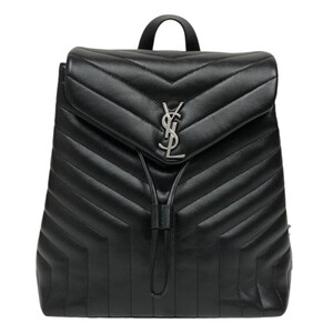 サンローラン SAINT LAURENT ルルバックパックミディアム 466517 ブラック レザー リュック・デイパック レディース 中古