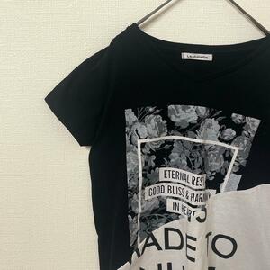 Leahmatin レディース【M】半袖Tシャツ コットン混 黒 白