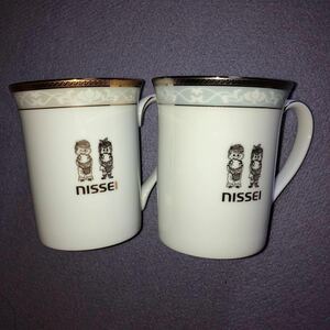 ＊激レア非売品＊NISSEI 70周年記念 ノリタケ製 ニックンセイチャン 陶器 マグカップ ペアセット