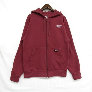 サイズ S ディッキーズ フルジップ パーカー フーディー 裏起毛 フード ダブルフェイス バーガンディー ワーク Dickies 古着 1S1635