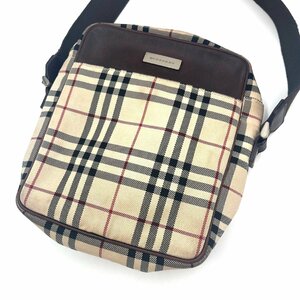 バーバリー BURBERRY ショルダーバッグ ポシェット チェック柄 ロゴプレート ベージュ ブラウン 送料無料 返品可能 h0516lq00277