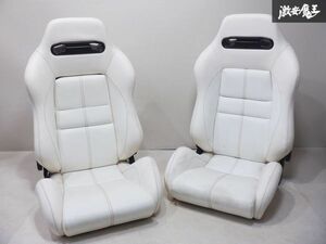 【張替品】 RECARO レカロ SR3 SR-3 セミバケット シート 底止め 両側ダイヤル 2脚 汎用品 ホワイト ソフトレザー シルビア 180SX 棚2I2