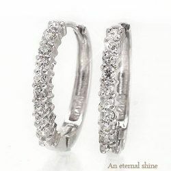 18金 ダイヤモンド ピアス 0.5ct 中折れピアス フープpias エタニティ k18ゴールド レディース アクセサリー