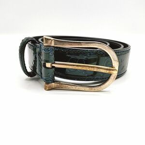 GUCCI　グッチ　ベルト GG レザー パテント　ミッドグリーン ゴールド金具 146438　幅2.9　全長92.5　サイズ74~79