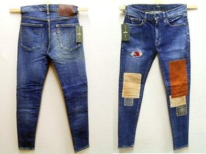 ●即決[M]未使用品 glamb 21SP Kurt damaged denim カートダメージデニム パッチワーク スキニー スリム スエード スウェード パンツ■6351