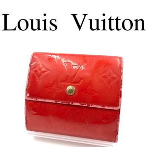 Louis Vuitton ルイヴィトン 折り財布 レッド系 Wホック 総柄