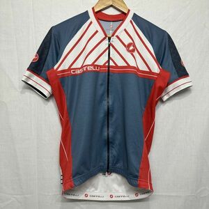 castelli カステリ スコッタ ロゴ プリント 半袖 ショート リーブ サイクル ジャージ ウエア M グレー メンズ フル ジップ 自転車 b19418