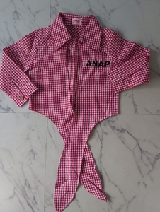 未使用 ANAP KIDS ９０ｃｍ　長袖シャツ チェック柄 赤