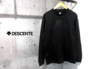 DESCENTE デサント DMMOJF22 ロゴ立体エンボス加工 スウェット クルートップO/ライトスムースドライスウェット トレーナー/ブラック/メンズ