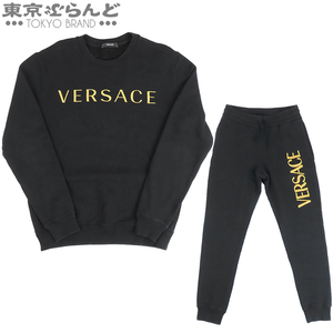 101739647 ヴェルサーチェ VERSACE スウェット セットアップ A87019S/1011845 ブラック 黒 コットン ロゴ刺繍 裏起毛 M S メンズ