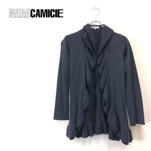 1N1521-F-N◆ NARA CAMICIE ナラカミーチェ カーディガン ニット セーター ◆ size1 ウール アクリル ブラック 古着 レディース 秋冬