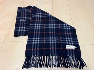 BURBERRY　バーバリー　マフラー　カシミア100％　濃紺　ネイビー系　送料無料!!