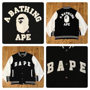 BAPE カレッジロゴ スウェット スタジャン Mサイズ a bathing ape sweat varsity jacket エイプ ベイプ アベイシングエイプ y45