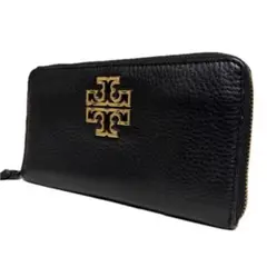 TORY BURCH ラウンドジップ 長財布 レザー ブラック 482