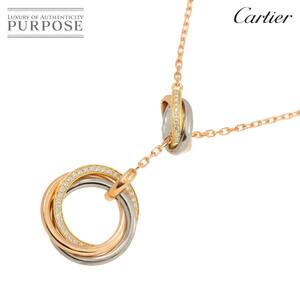 カルティエ Cartier トゥーフォー トリニティ ダイヤ ネックレス 48cm K18 YG WG PG 750 スリーカラー Trinity Necklace 証明書 90259801