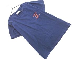 ネコポスOK BEAMS BOY ビームスボーイ バックプリント半袖 ポケット Tシャツ 紺 ■◆ ☆ eec3 レディース