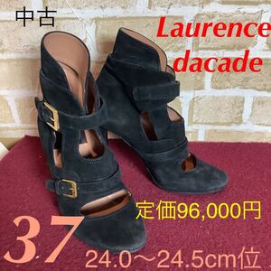 【売り切り!送料無料!】A-275 Laurence dacade!グラディエーターサンダル!黒!37 24.0cm〜24.5cm位!スエード!ハイブランド!中古!