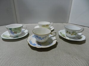 Noritake　カップ&ソーサー　いろいろ4客　まとめて　在庫処分　昭和レトロ　ティーカップ　NewDECADE　KUNIKO　IvoryChina　ノリタケ