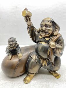 大黒天 金属工芸 鋳物細工 七福神 子供 置物 インテリア オブジェ 風水 開運 縁起物 財産 骨董 人形 彫刻 仏像 打ち出の小槌 宝物 招福開運