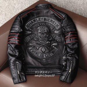 23万* 最上級*ナッパ ライダース レザージャケット 新品 プレミアム 豪華刺繍 本革 バイクウェア 最高峰 イタリアンレザー 牛革 M