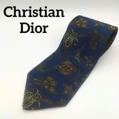 美品　Christian Dior ネクタイ シルク　ネイビー 花柄 24