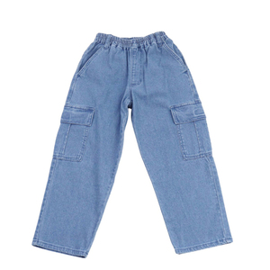 ☆ ブルー ☆ 140cm ☆ Njeans エヌジーンズ 81018 ストレッチ デニム カーゴパンツ パンツ キッズ 子供服 カーゴパンツ ズボン デニム