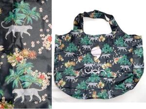 ● 日本未発売 MONOPRIX WENDY MORRISON コラボ モノプリ パリ エコバッグ 新品 黒 ヒョウ ヤシの木 花 コンパクト 携帯収納 ユニセックス