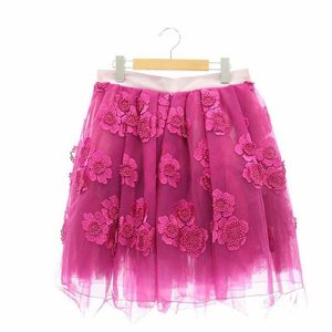 マークジェイコブス MARC JACOBS フラワーチュールフレアスカート ひざ丈 刺繍 4 ピンク /DF ■OS ■SH レディース