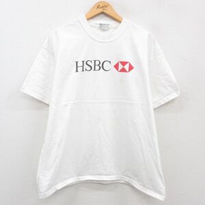 XL/古着 リー Lee 半袖 ビンテージ Tシャツ メンズ 00s HSBC 大きいサイズ コットン クルーネック 白 ホワイト 23jul29 中古