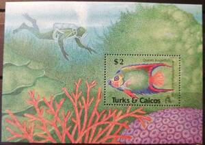 タークス・カイコス(3) 魚(1種小型シート) MNH