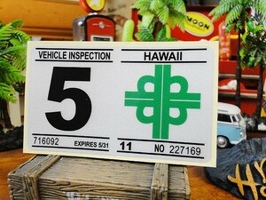 ハワイの車検バンパーステッカー　レプリカ　（5月）　アメリカ雑貨　アメリカン雑貨