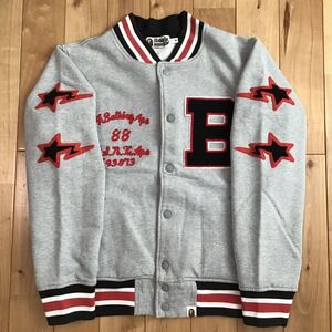 BAPE STA スウェット スタジャン Mサイズ グレー a bathing ape BAPE star sweat varsity jacket エイプ ベイプ アベイシングエイプ k1012