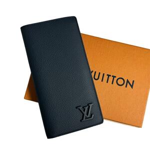 【超極美品】　ICチップ内蔵　LOUIS VUITTON　モノグラム　ロゴ　ルイヴィトン　アエログラム　ブラザNM　長財布 ネイビー　メンズ　男性