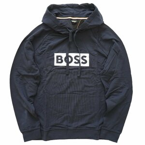 2022◆新品◆ヒューゴ ボス◆ストレッチ生地で着心地〇 BOSS ロゴ プルオーバー スウェット パーカー L 紺◆HUGO 大谷翔平選手アンバサダー