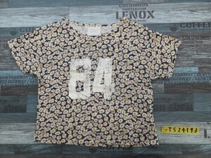 RAY BEAMS レイビームス レディース 花総柄 ショート丈 半袖Tシャツ 紺白黄色