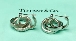  蘇や(PTY66)　1円スタート！アクセサリー　TIFFANY＆CO.　ティファニー　トリプルフープ　リングピアス　中古品　コンパクトサイズ