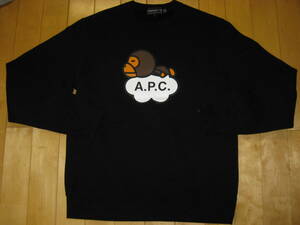 アベイシングエイプ×アーペーセー　A BATHING APE　ＡＰＣ　プリントスウェットシャツ　サイズＬ