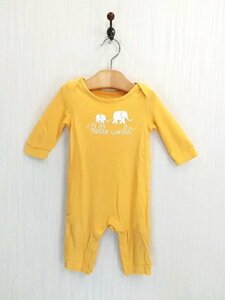 KU0098 ○送料無料 古着 baby GAP ベビーギャップ ロンパース 綿100% サイズ65cm 黄 イエロー ベビー 女の子 ゾウ柄 ビビット 薄手 春