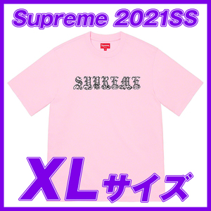 1430　Supreme　Old English Rhinestone S/S Top Light Pink XL/シュプリーム　ラインストーン　S/S　トップ　ライトピンク　XL　2021SS