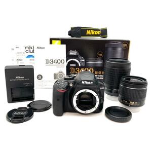 【美品】Nikon D3400 ダブルズームセット　一眼レフカメラ