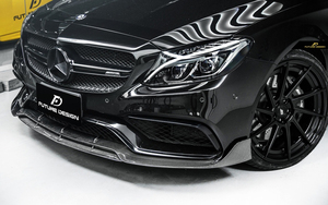 BENZ メルセデス・ベンツ W205 S205 前期車 C63フロントバンパー用リップスポイラー 本物DryCarbon ドライカーボン AMG セダン