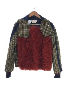 MARNI◆houndstooth/ジャケット/36/レーヨン/BRW/千鳥格子/JKMA0192N1UTV840