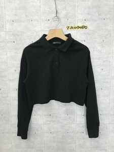 ZARA ザラ レディース ショート丈 長袖ポロシャツ S 黒