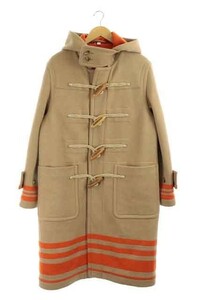 バーバリー BURBERRY 近年モデル ダッフルコート ロング フード付き ウール 46 ベージュ オレンジ /MF ■EC メンズ