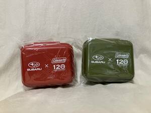 SUBARU×Coleman 120 ANNIVERSARY Lunch Box スバル×コールマン 120周年記念 オリジナルランチボックス 2個(オリーブ 赤) 保管品